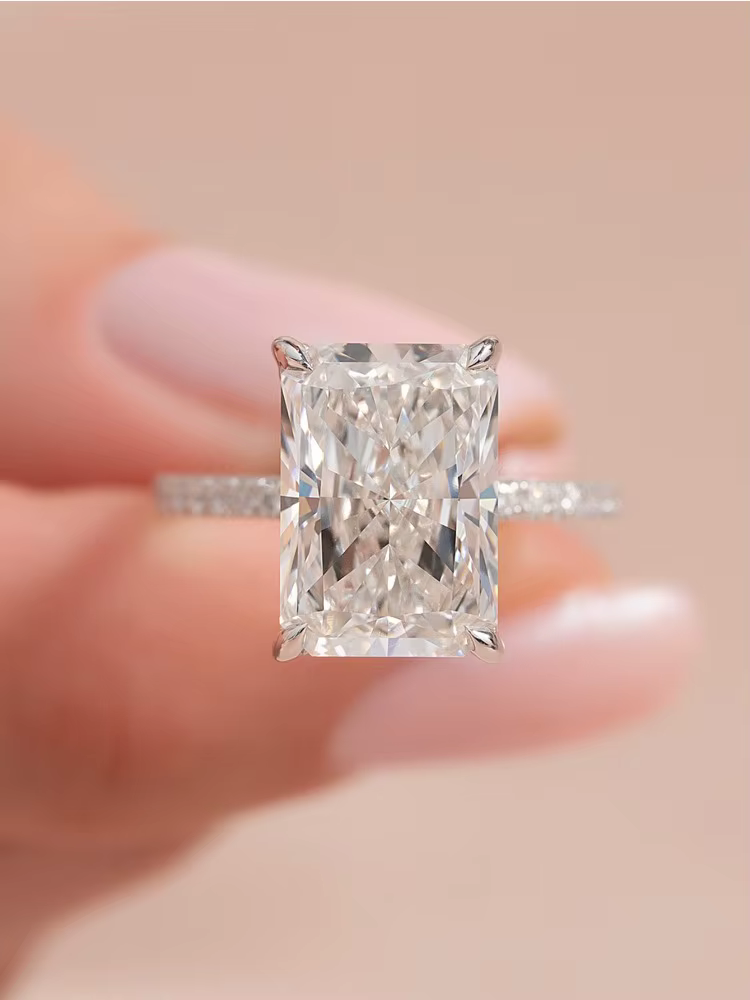 DWJ 2-5CT magnifique bague rectangulaire en Zircon en argent Sterling 925 pour les femmes anniversai
