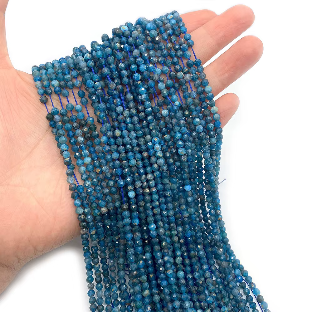 Perles en pierre naturelle Apatite bleue facettée, perles délicates en vrac pour la fabrication de b