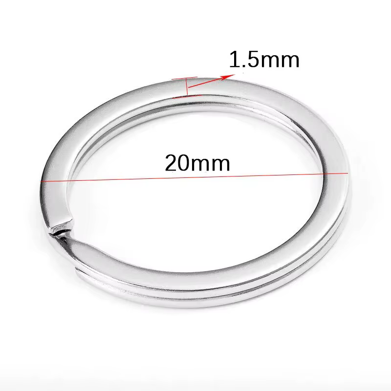 Porte-clés en métal pour bijoux à bricoler soi-même, ligne plate ronde, anneaux fendus, porte-clés e