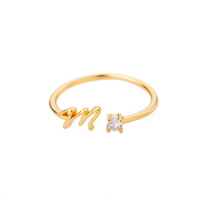 Bagues initiales A-Z pour femmes, bague de mariage ouverte et réglable en acier inoxydable, tendance