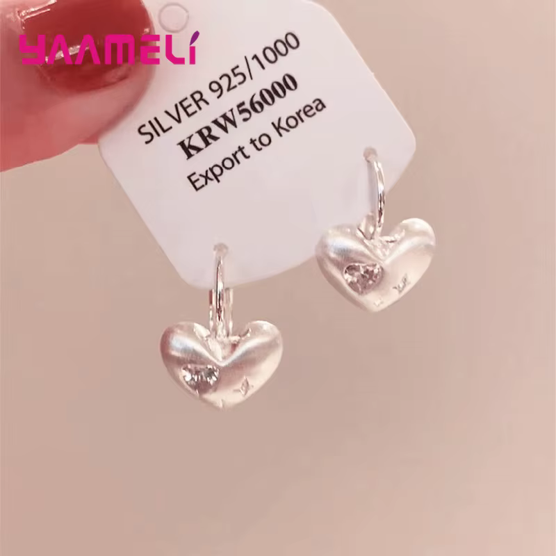 Boucles d'oreilles en forme de cœur pour femmes, bijoux en argent 925, tempérament Simple, cadeau d'