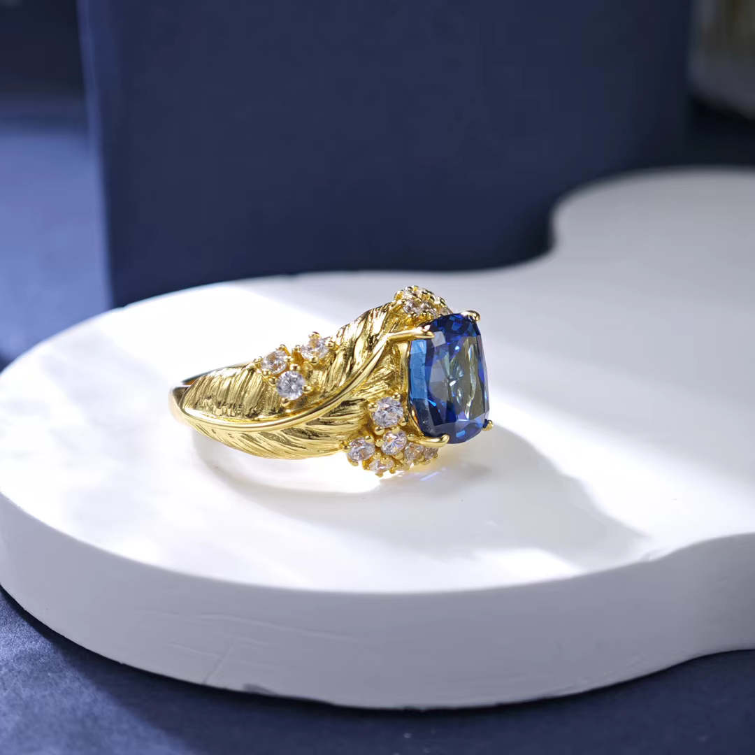 Bague de fiançailles féminine en saphir artificiel bleu 3 carats AG925, bague de mariage pour femmes