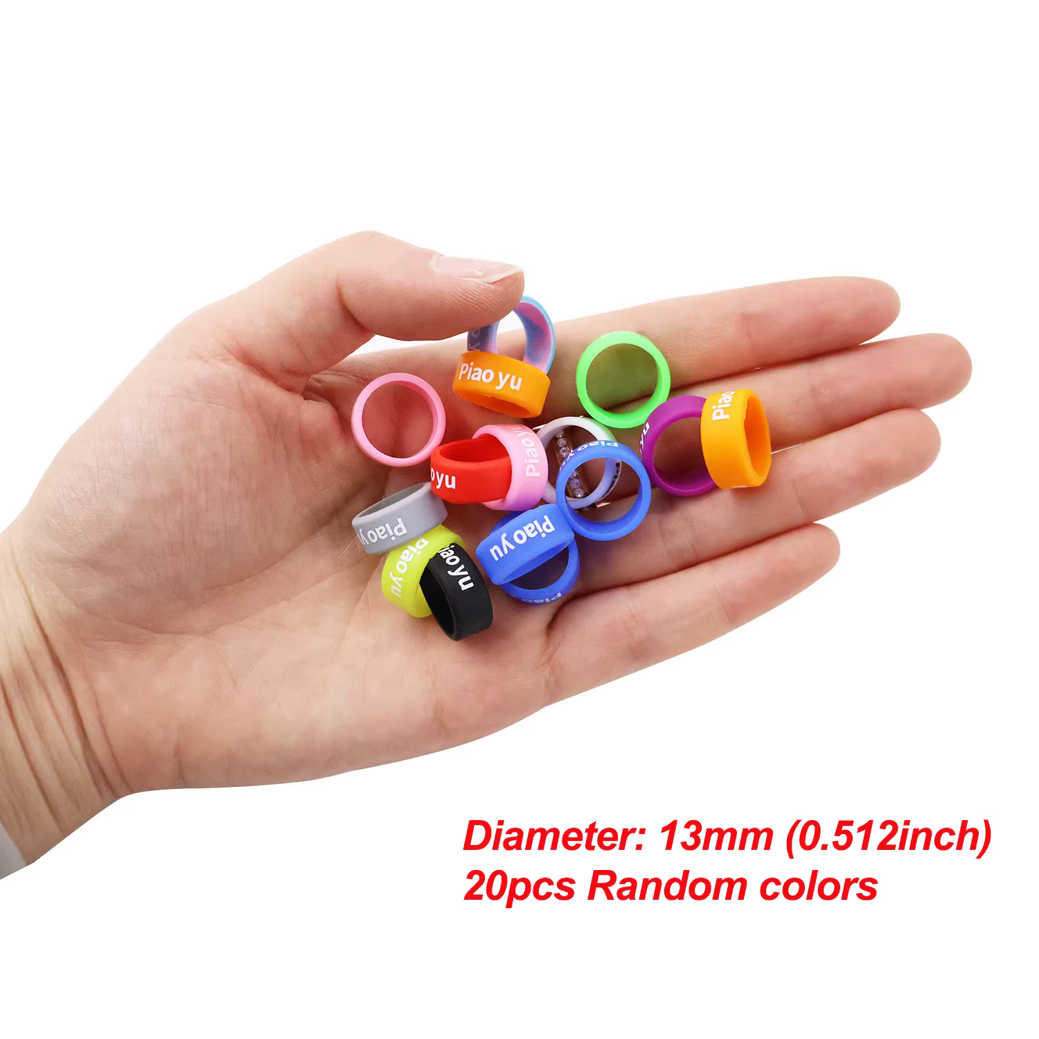 Anneau de protection en Silicone, 13mm/20mm, 20 pièces, anneau décoratif de couleur, canne à pêche, 