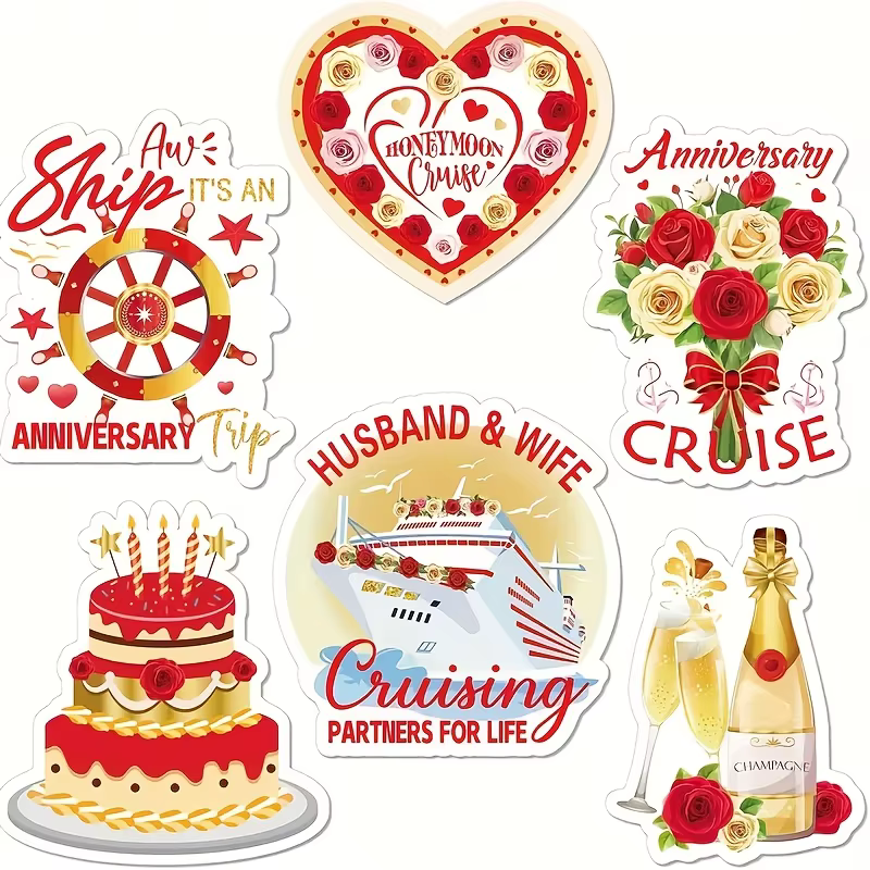 6 aimants de porte pour croisière de lune de miel, décoration magnétique souvenir de mariage nautiqu