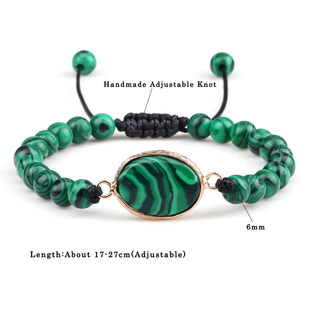 Colliers et Bracelets de perles en pierre de Malachite naturelle pour femmes, pendentifs en perles v