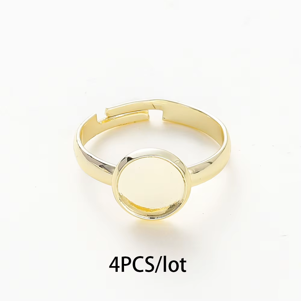 Anneau vierge réglable en or 14K 18K, 8/10/12mm, Base, Cabochon, plateau camée, anneaux pour bricola