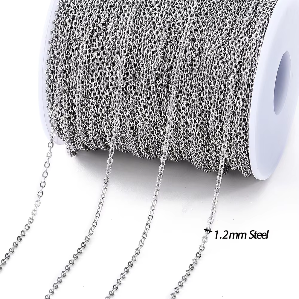 Chaînes en acier inoxydable de 2 mètres, ne se décolore pas, couleur or, lèvres, perles, chaîne perl