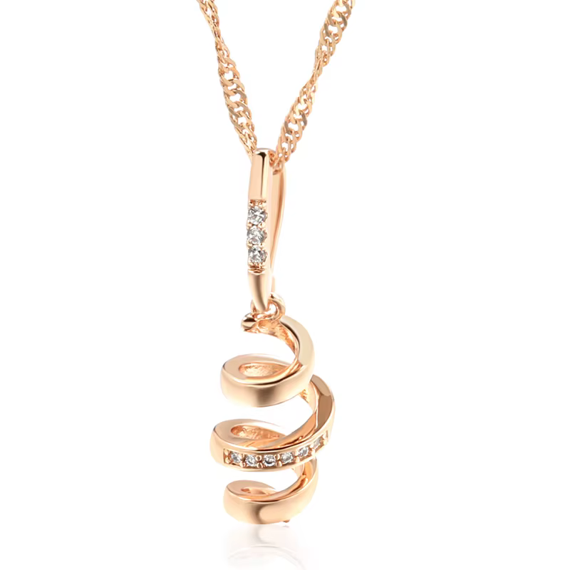 Kinel nouveau 585 couleur or Rose géométrie rotation pendentif collier pour femmes naturel Zircon ac