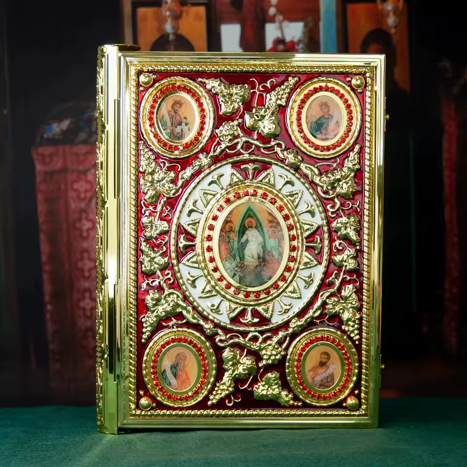 Nouvelle icône orthodoxe 2026, or et émail bleu, artisanat rituel, ornement pour les églises, stable