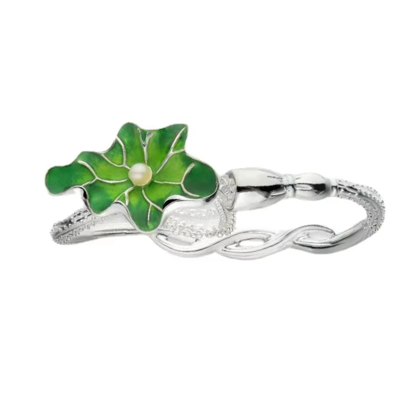 Bracelet à breloques en argent thaïlandais pour femme, émail frais Everisonne, cuir chevelu vert ann
