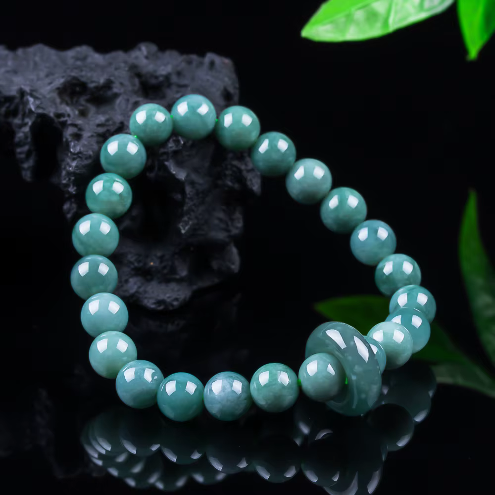 Bracelet en perles de jadéite birmane naturelle, accessoires de mode de luxe, bracelet, bijoux en ja