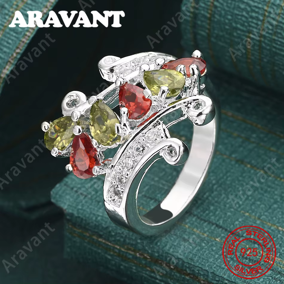 Bague en argent sterling 925 bicolore avec zircone en forme de larme - Un cadeau unique pour les fem