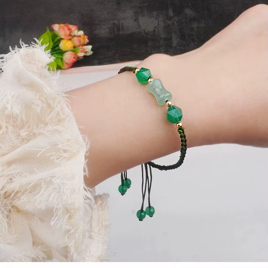 Bracelets en perles de jade naturel vert, talismans de mode, pierres précieuses sculptées, cadeaux p