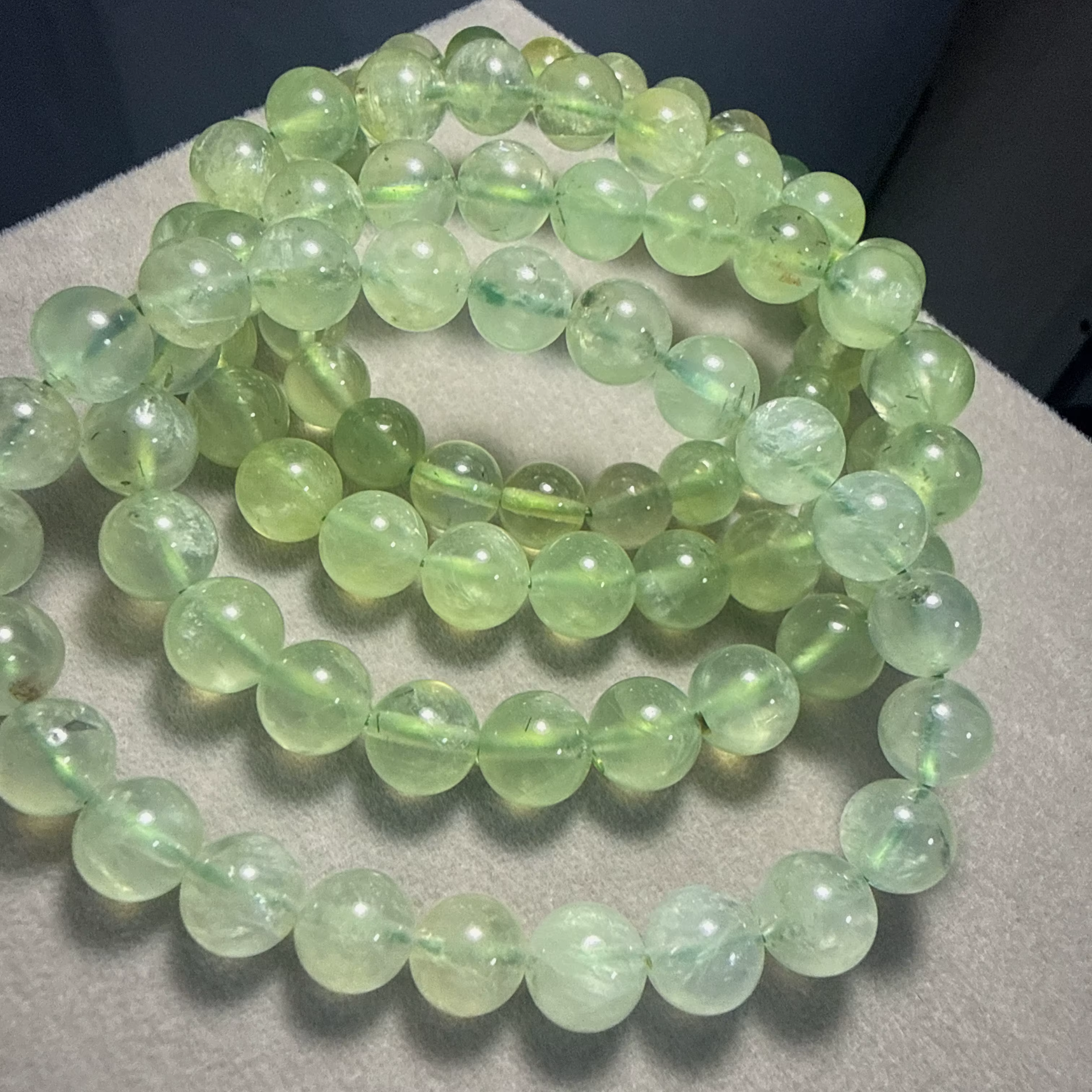 Bracelets et colliers en perles rondes de préhnite naturelle de qualité supérieure pour la fabricati