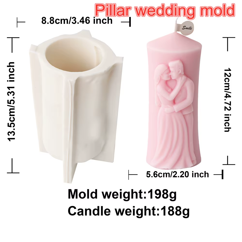 Moule à bougie en silicone pilier homme et femme, couple de jeunes mariés, plâtre en résine, kits ex