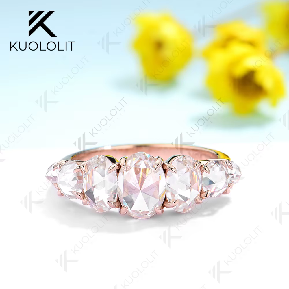 Kuololit 2.4CTW Moissanite bague de fiançailles pour femmes solide 18K 14K 10K 585 or Rose Rose coup