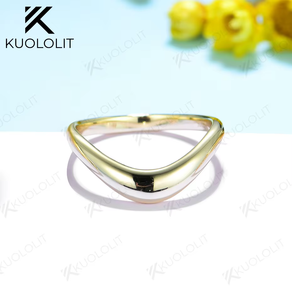 Kuololit-Bagues Courbées pour Hommes et Femmes, Argent 585, Or Jaune, Monochromatique, 18K, 14K, 10K