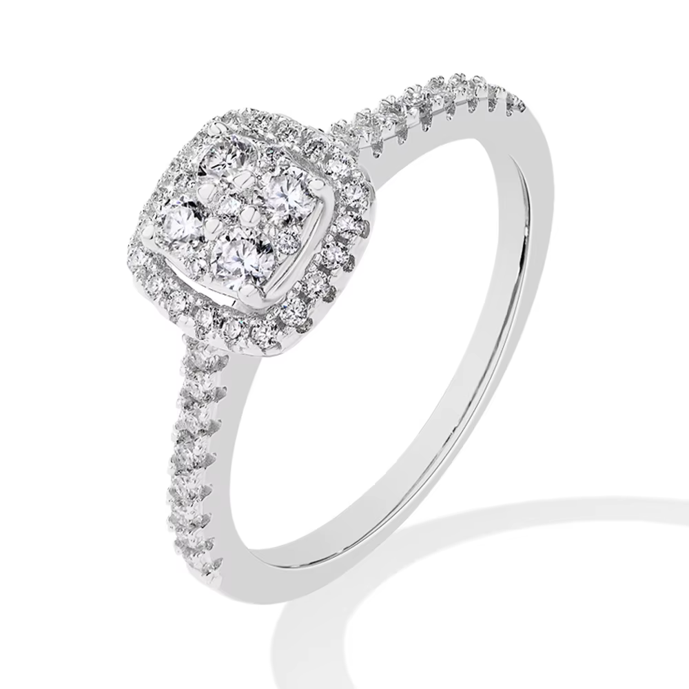 MINTYBOX S925 bague de fiançailles en argent Sterling Halo Moissanite pour femmes bagues en diamant 