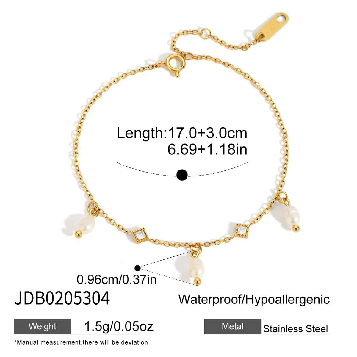 Bracelet de fête Zora tendance en perles et zircon pour femme, nouveau, plaqué or 18 carats PVD, aci