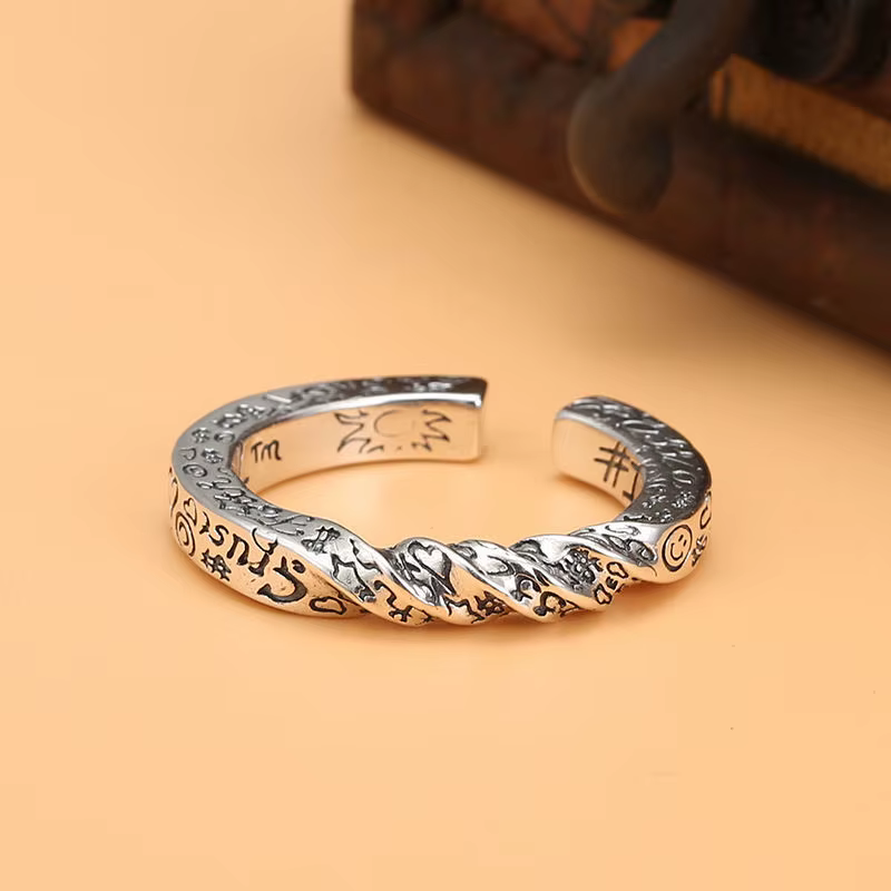 Bagues réglables en argent Sterling 925 pour femmes, bijoux de luxe avec lettres Graffiti, accessoir