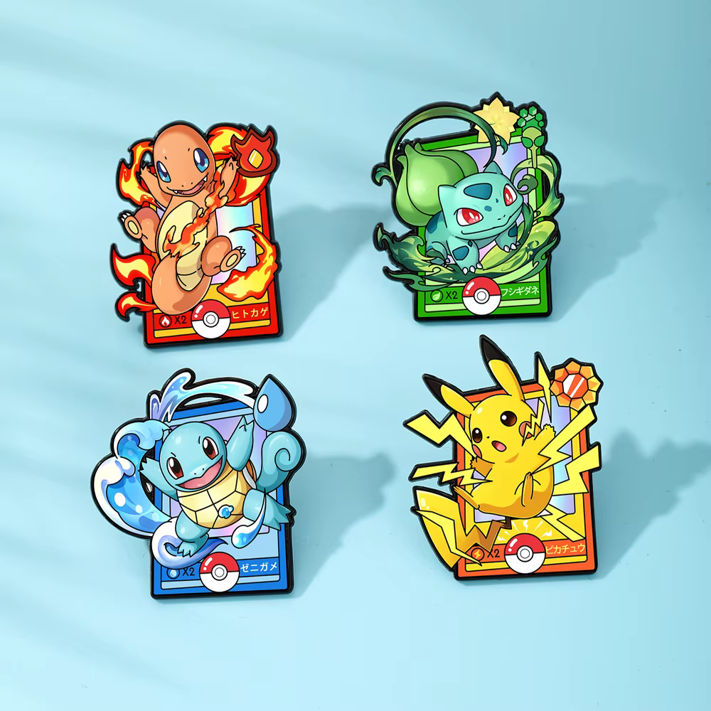 4 épingles en émail de dessin animé Charmander, broches en métal, badges de revers pour sac à dos, v