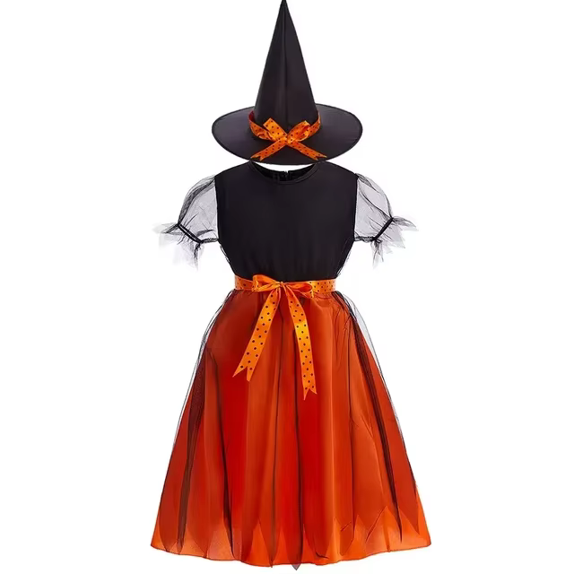 Costume d'Halloween pour petite fille de 2 4 6 8 10 ans, vêtements de cosplay de méchant pour enfant