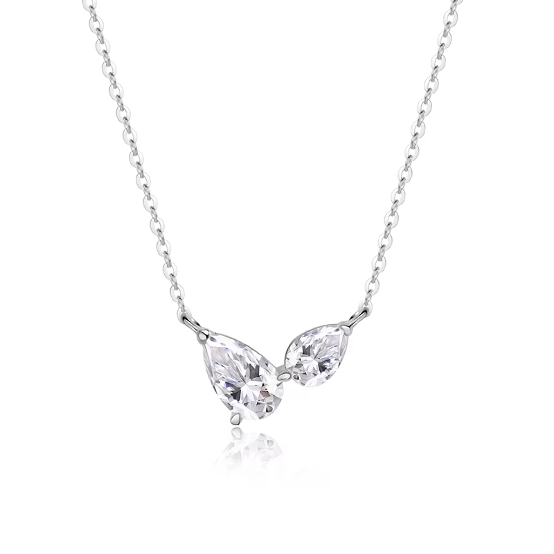 Collier Smyoue en moissanite taille poire pour femme, 2 pierres, pendentif diamant de laboratoire, b