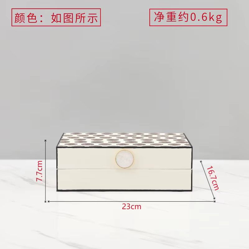 Boîte à bijoux rectangulaire en cuir à pois pour rangement, conteneur de bureau, organisateur de bij