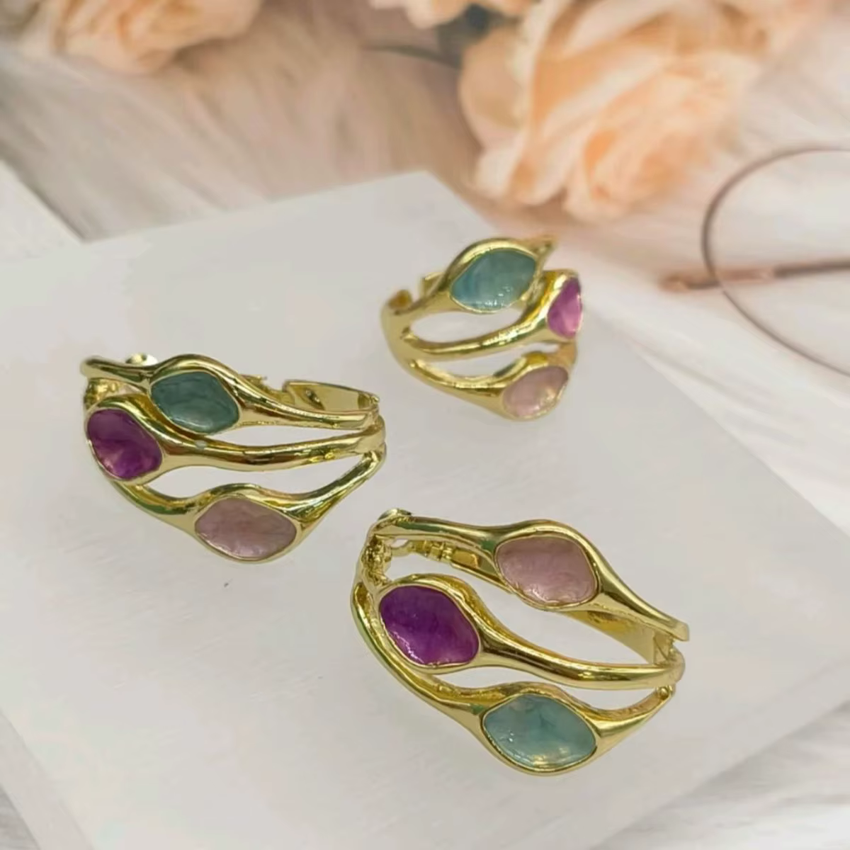 Boucles d'oreilles colorées pour femmes, bague du Congo et de l'afrique, bijoux tendance, brillant a