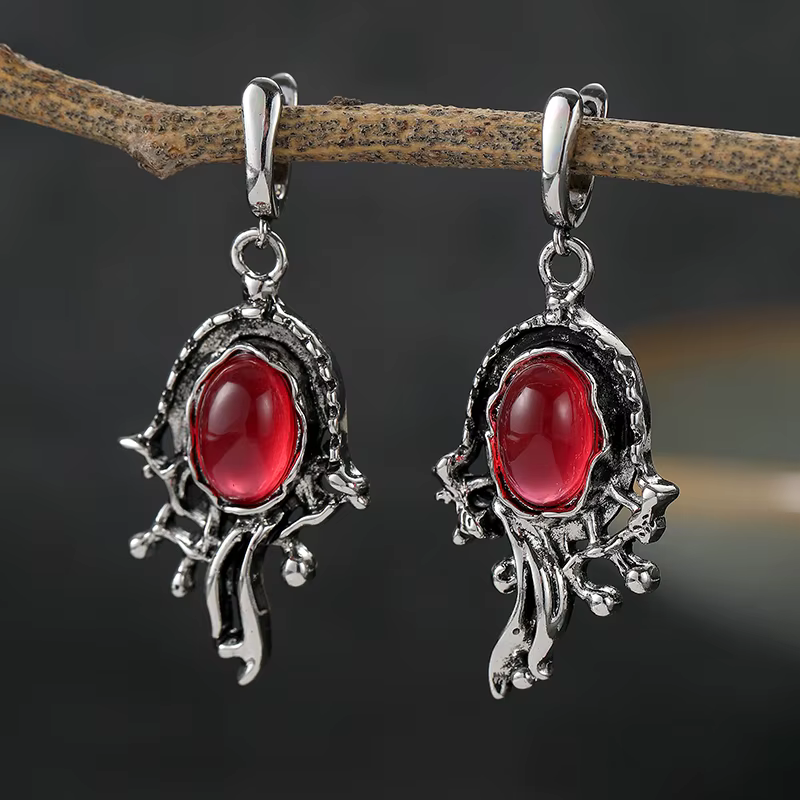 Boucles d'oreilles bohème Vintage en émeraude synthétique pour femmes, pendentif asymétrique, mode e