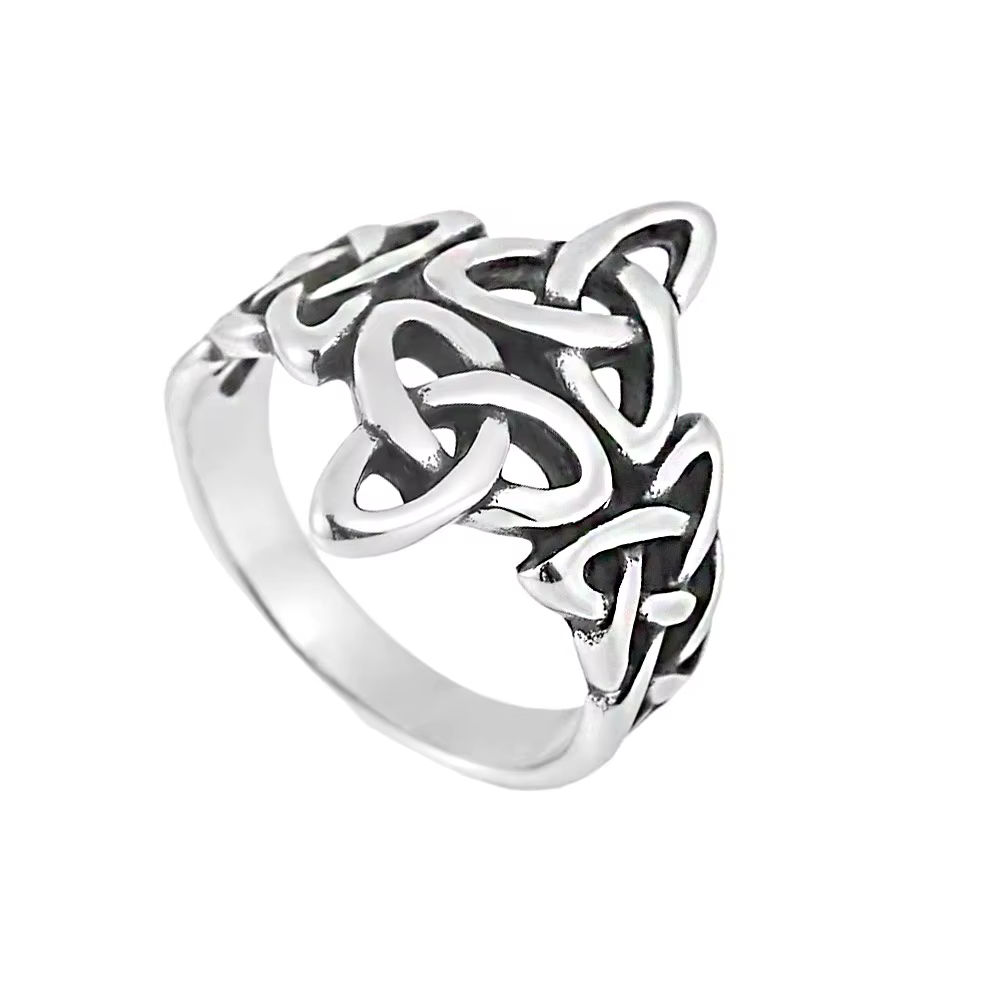 Bague en acier inoxydable avec nœud celtique en argent antique, bijoux de mode irlandais viking, bag