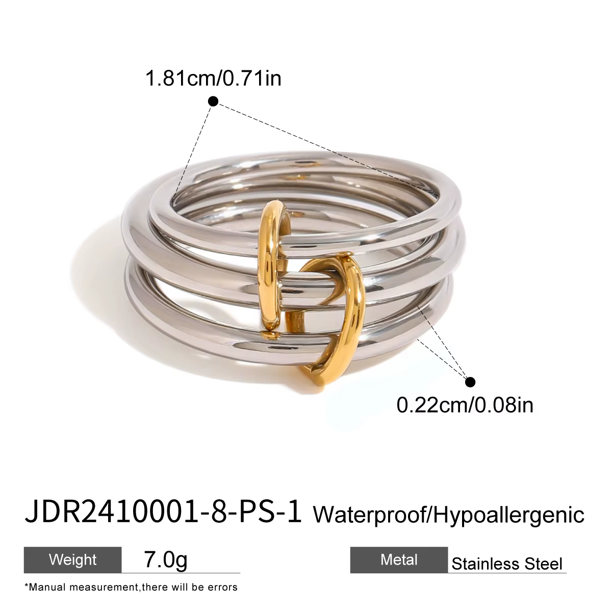 Uworld – bague imbriquée en acier inoxydable, multicouche, couleur or, argent, bijoux empilés, métau