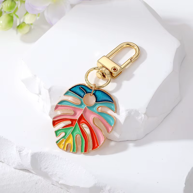 Boucles d'oreilles en forme de feuille d'émail colorée pour femmes, cerceau rond exquis en acier ino