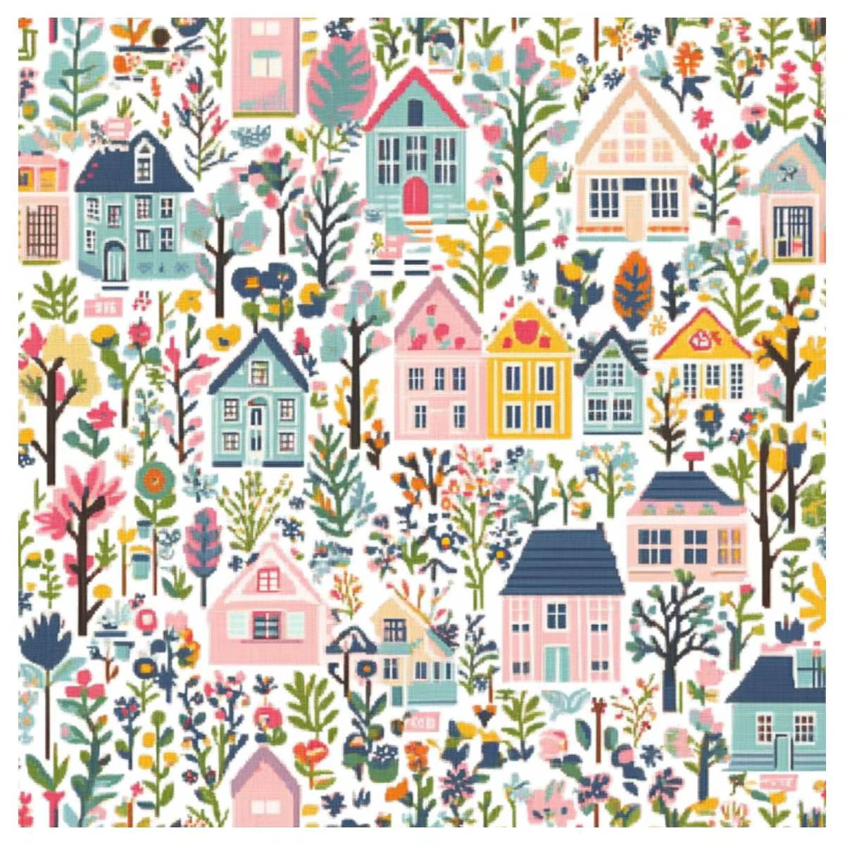 1 pièce Kit de broderie au point de croix Art House 40x40 cm / 15,74 pouces, Kit DIY 11CT/14CT pour 
