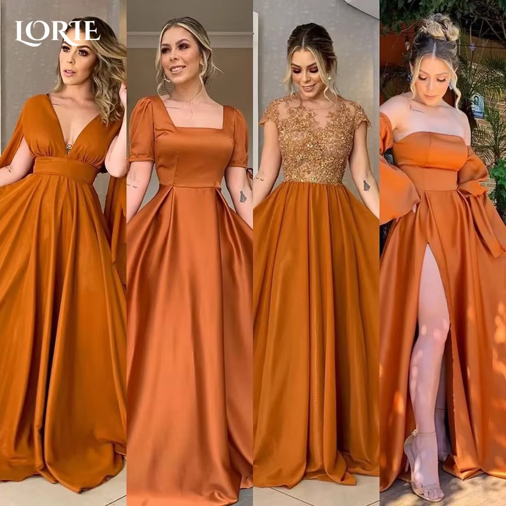 LORIE-Robe de Demoiselle d'Honneur Élégante en Dentelle, Ligne A, Orange, Dos aux, Plissée, Plage, S