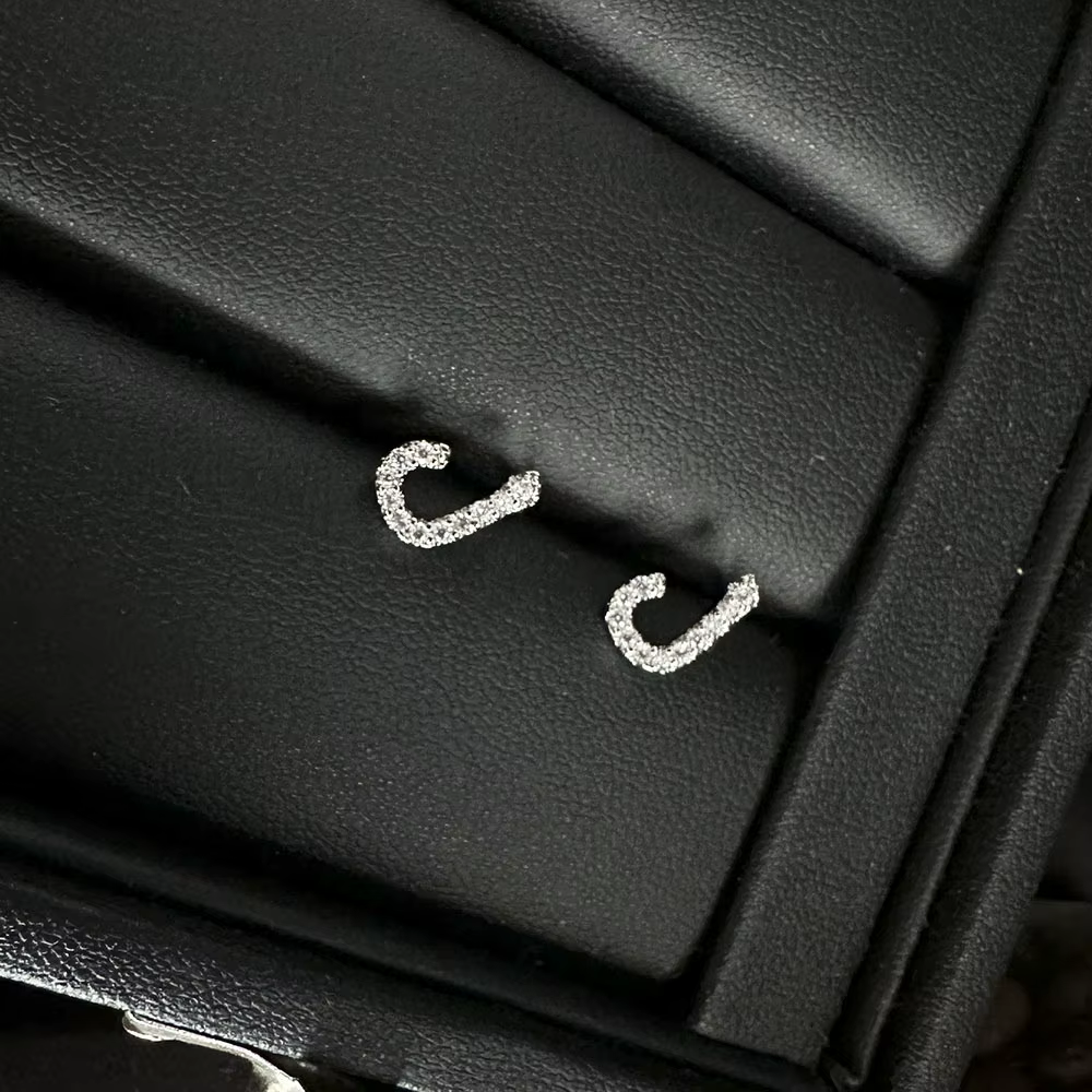 Boucles d'oreilles avec lettres d'amour arabes pour femmes, plaqué argent, en Zircon AAA, bijoux est