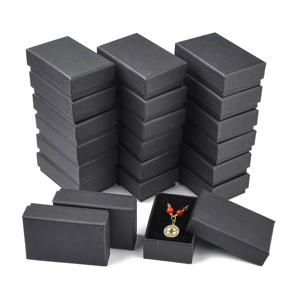 Boîtes à bijoux en carton de papier Kraft, boîte à bagues, rectangulaires pour la saint-valentin, em