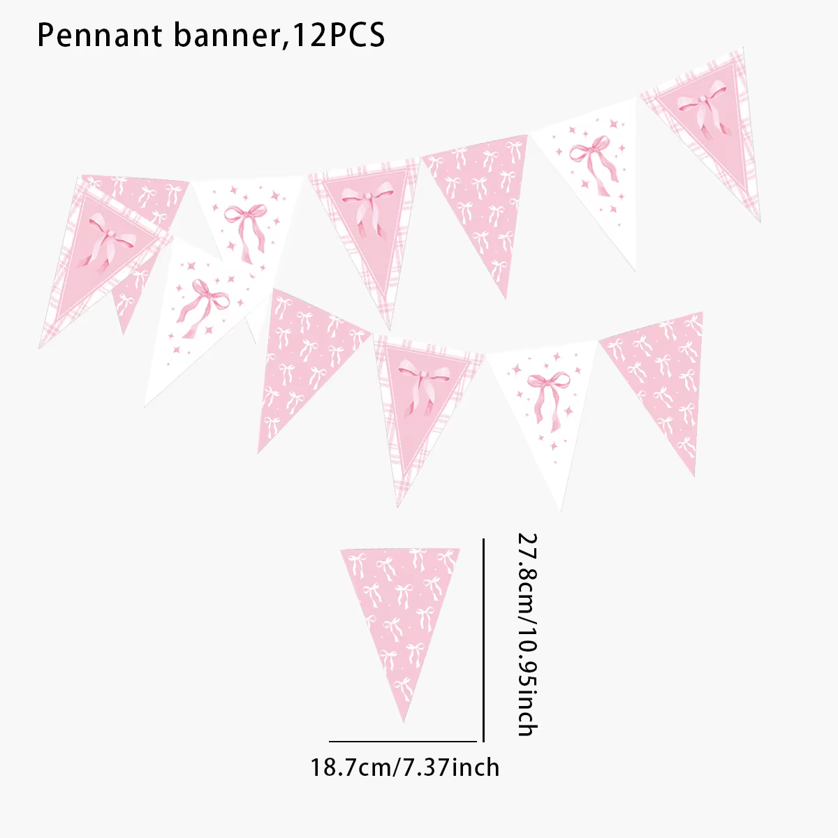 Décorations de bannière de fête à nœud rose, banderole triangulaire pour mariage, réception nuptiale