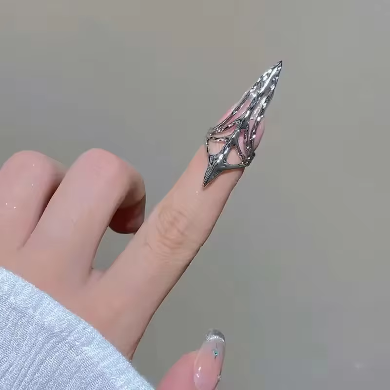 Anneau de couverture d'ongles gothique, bijoux creux, couverture de protection du bout des doigts po