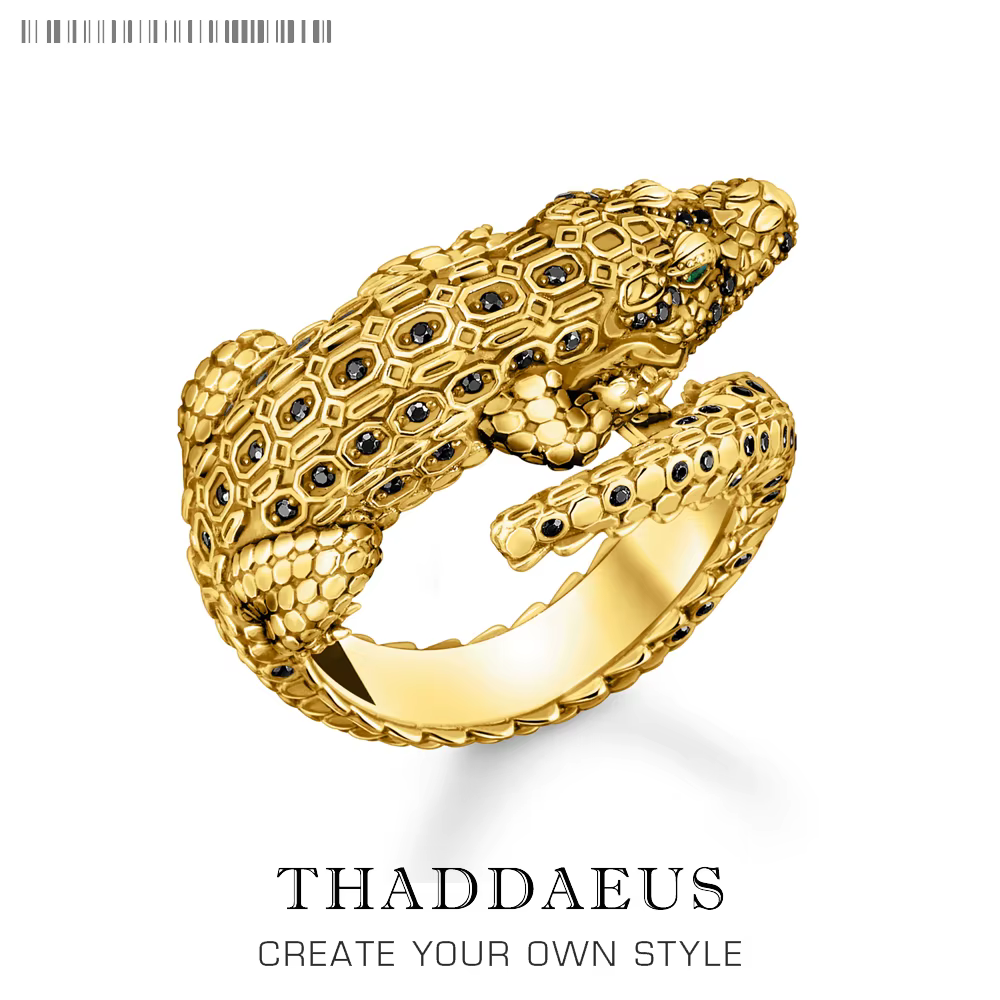 Bague de Cocktail plaquée or Crocodile, bijoux fins pour femmes et hommes, tout nouveau cadeau Punk 