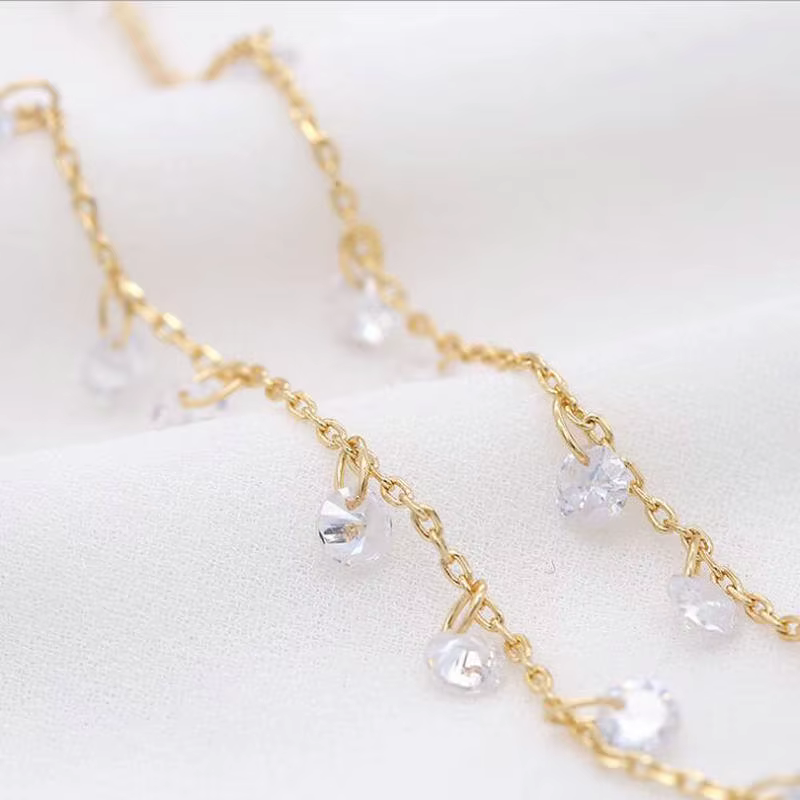 Chaîne en laiton plaqué or 14K et cristal de Zircon, accessoires pour la fabrication de bijoux, Brac