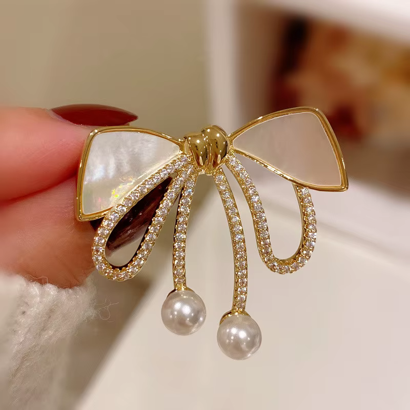 Broche anti-exposition nœud papillon pour femme, style vintage français haut de gamme, élégante et r