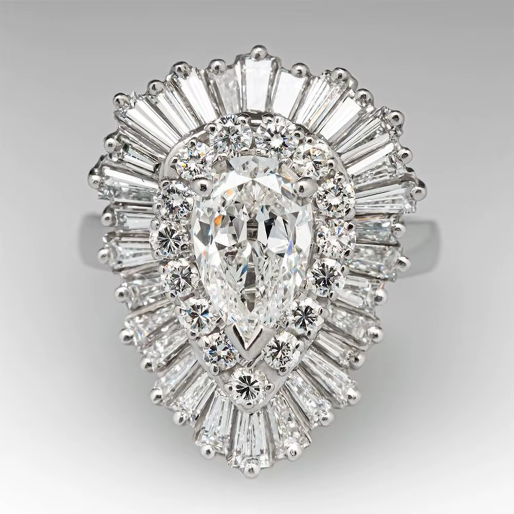 Bague en Zircon pour femmes, nouveau Design, goutte d'eau en diamant, argent 925, exagérée et Grande