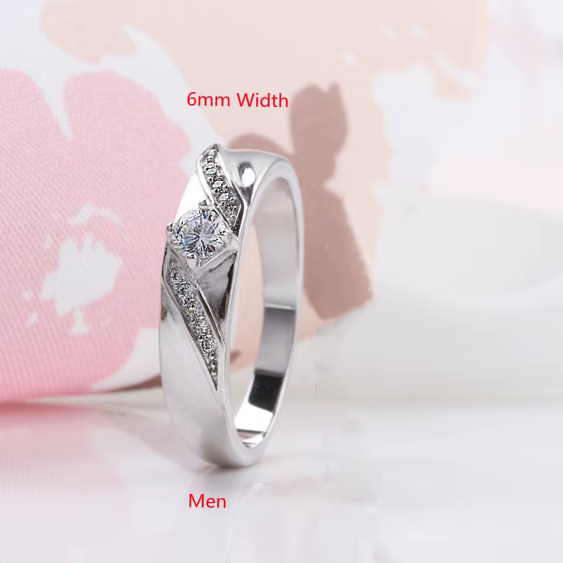 Buyee 925 bague de mariage en argent Sterling lumière blanc Zircon bague pour femmes hommes mode fêt