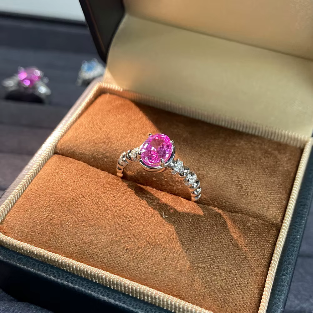 Bague en argent sterling S925 avec saphir rose pour femme, design de niche, luxe léger haut de gamme