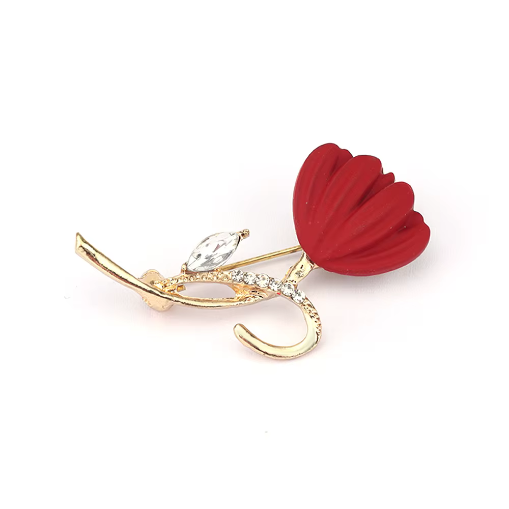 Broche Rose à breloques élégante, strass brillants, fleur en métal pour femmes, épingle à revers, bi