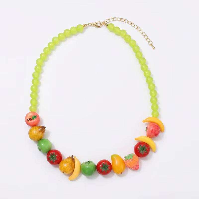 Collier de perles de fruits, nouveau bijou coloré unique et tendance pour femmes, vente en gros, acc