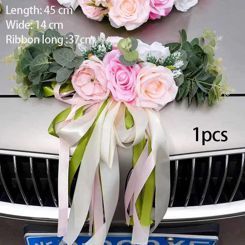Décoration de voitures de mariage à fleurs artificielles, poignées de porte de toit de voiture, rétr