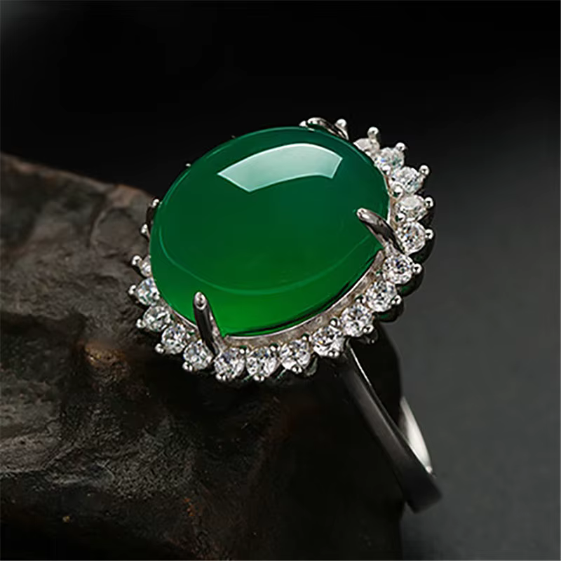 Bagues en Jade naturel vert, pierres précieuses sculptées porte-bonheur, bijoux réels de luxe, bague