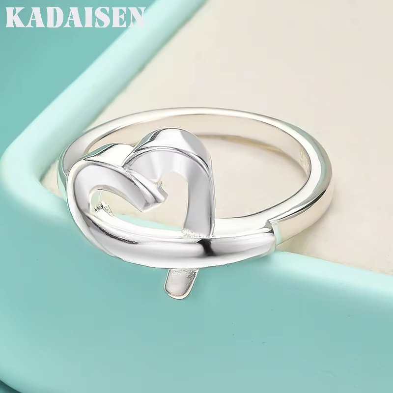Cœur en argent sterling 925 6-10 #   Bague pour femmes, bijoux de charme à la mode pour les amoureux